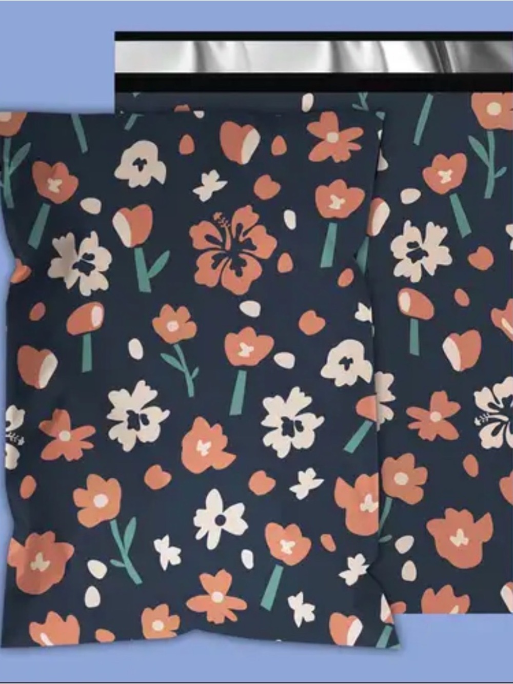 25 Navy Floral 10x13 poly mailers